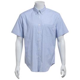 Mens Preswick & Moore(R) Short Sleeve Plaid Dress Shirt - Navy