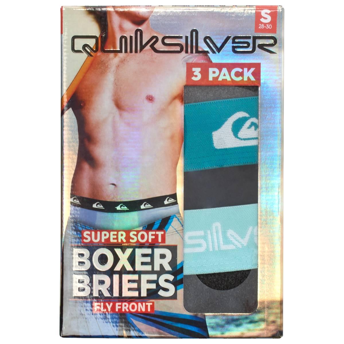 Young Mens Quiksilver 3pk. Fly Front Pouch Boxer Briefs