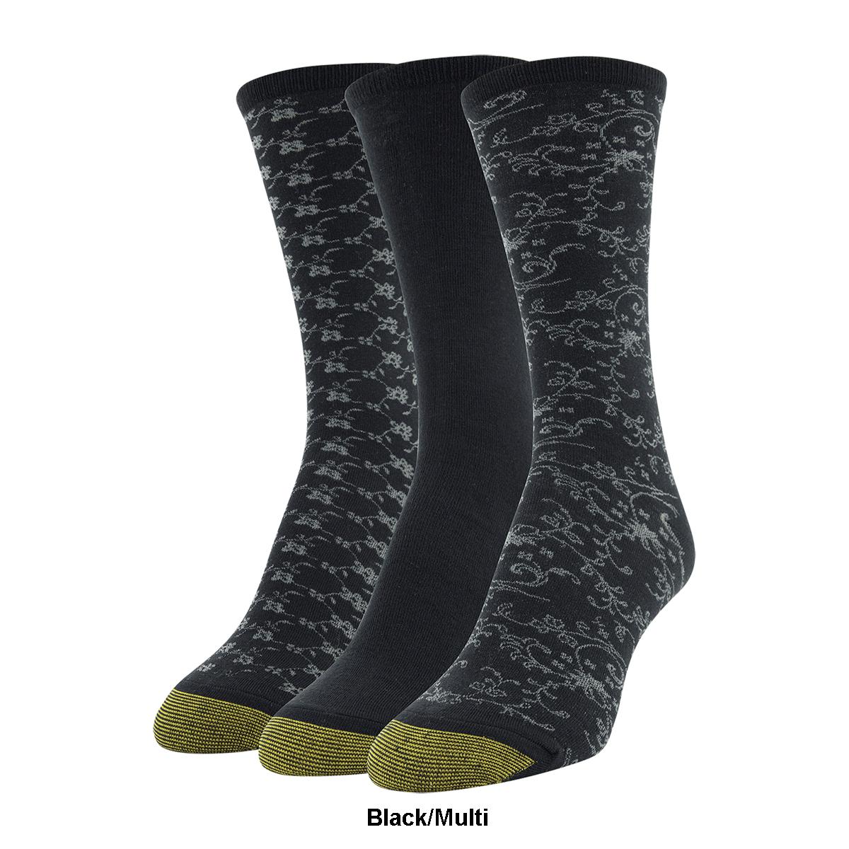 Womens Gold Toe® 3pk Ultra Soft Floral Scroll Crew Socks