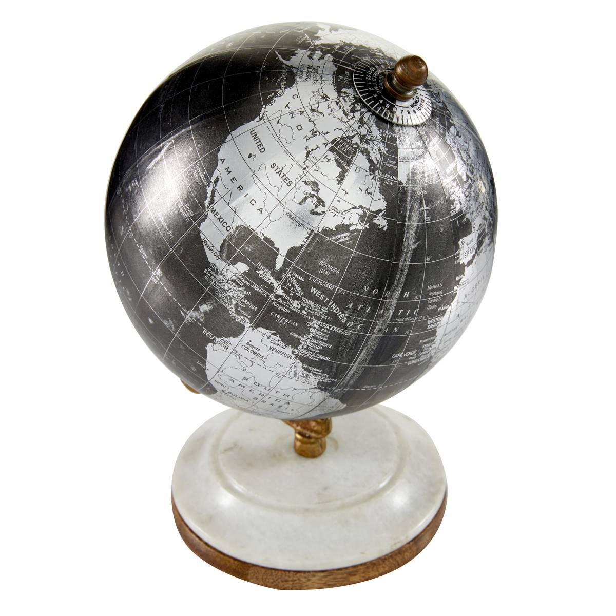 9th & Pike® Black Marble And Metal Modern World Globe