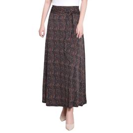Womens NY Collection Pull On Front Twist Dots Maxi Skirt