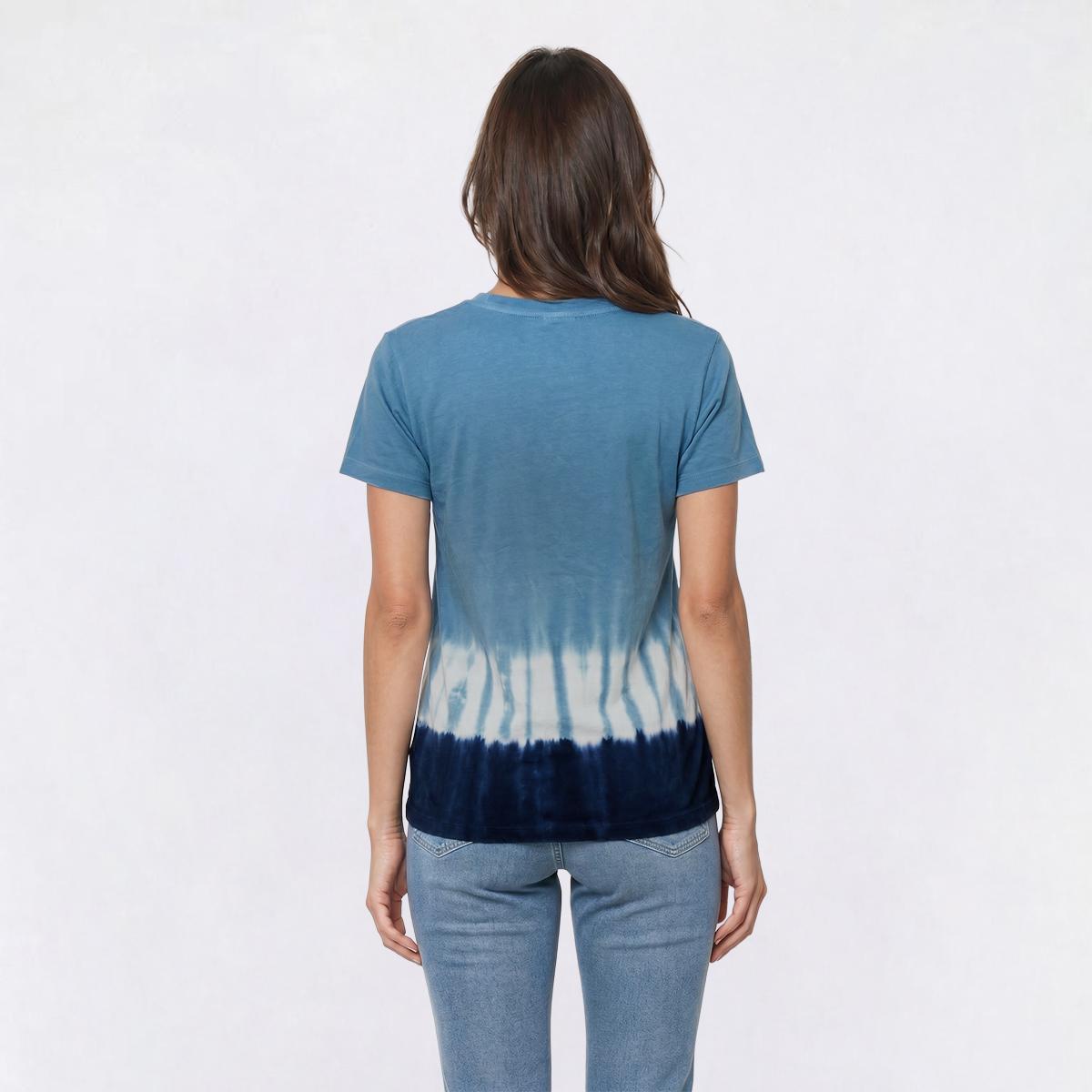 Womens Mountain Ridge Short Sleeve Tie Dye Border Hem Tee