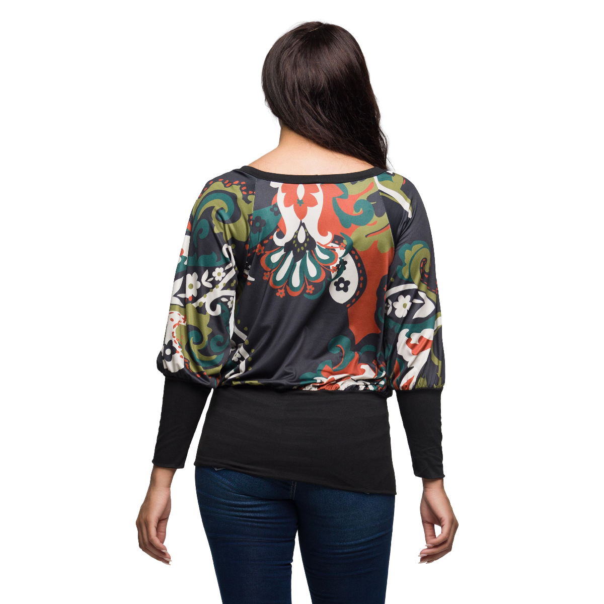 Womens 24/7 Comfort Apparel Paisley Multicolor Banded Top