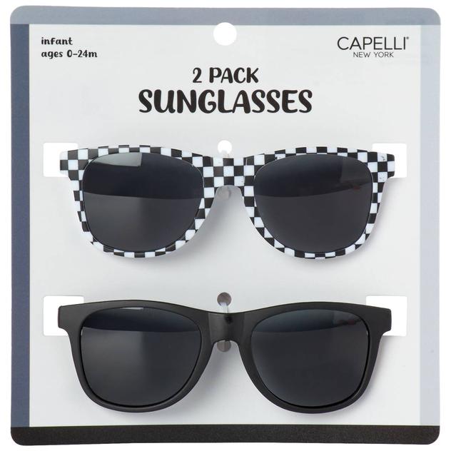 Baby Unisex Capelli® New York 2pk. Checkered & Solid Sunglasses