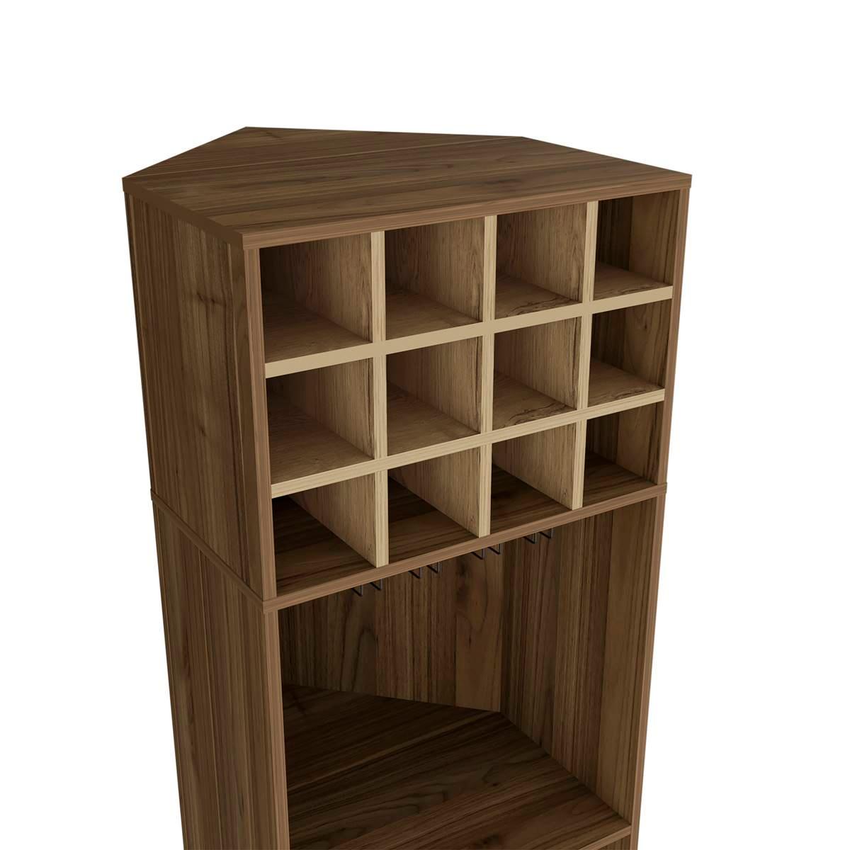 FM FURNITURE Aubree Mahagony Corner Bar Cabinet