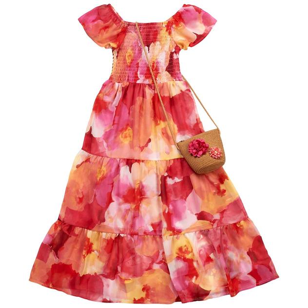 Girls (7-16) Speechless® Short Sleeve Floral Smocked Maxi Dress