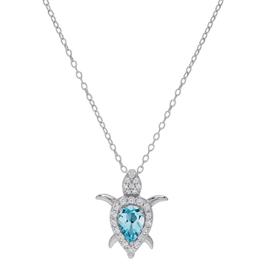 Gianni Argento Sterling Silver Blue Topaz Turtle Pendant