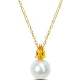 Gemstone Classics(tm) Freshwater Pearl & Citrine Pendant