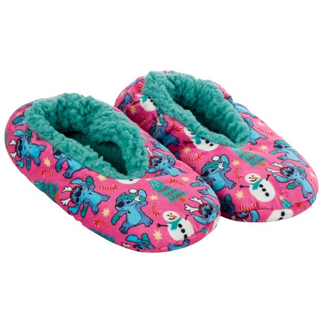 Womens Fuzzy Babba Lilo & Stitch Christmas Slippers Socks