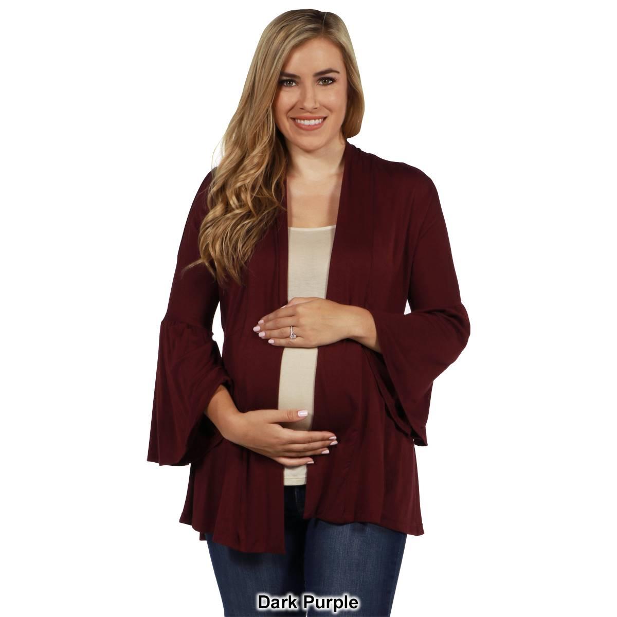 Womens 24/7 Comfort Apparel Bell Sleeve Flared Maternity Cardigan