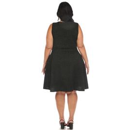 Plus Size White Mark Knee Length Tweed Fit and Flare Dress