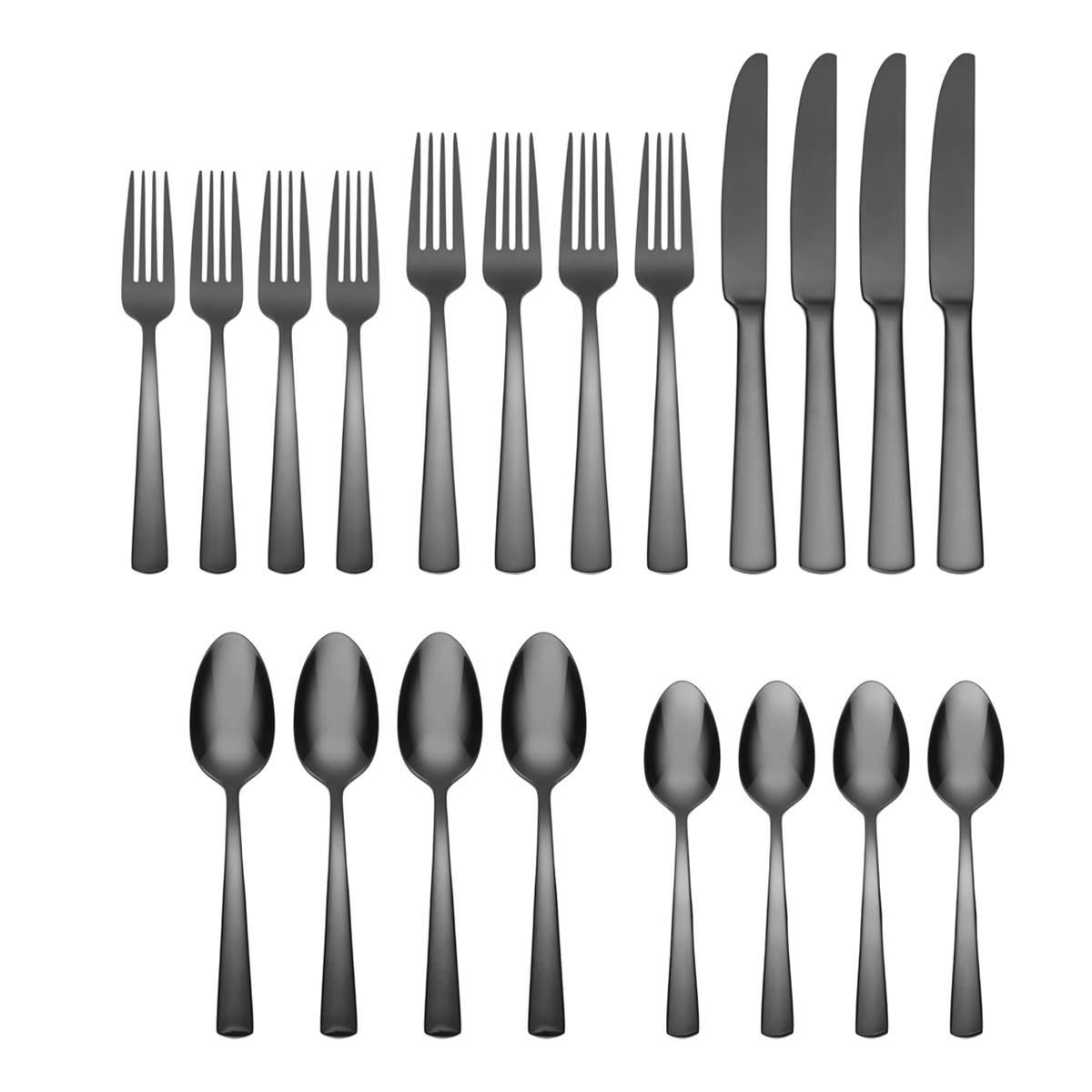 Oneida Aptitude Glossy Midnight 20pc Flatware Set
