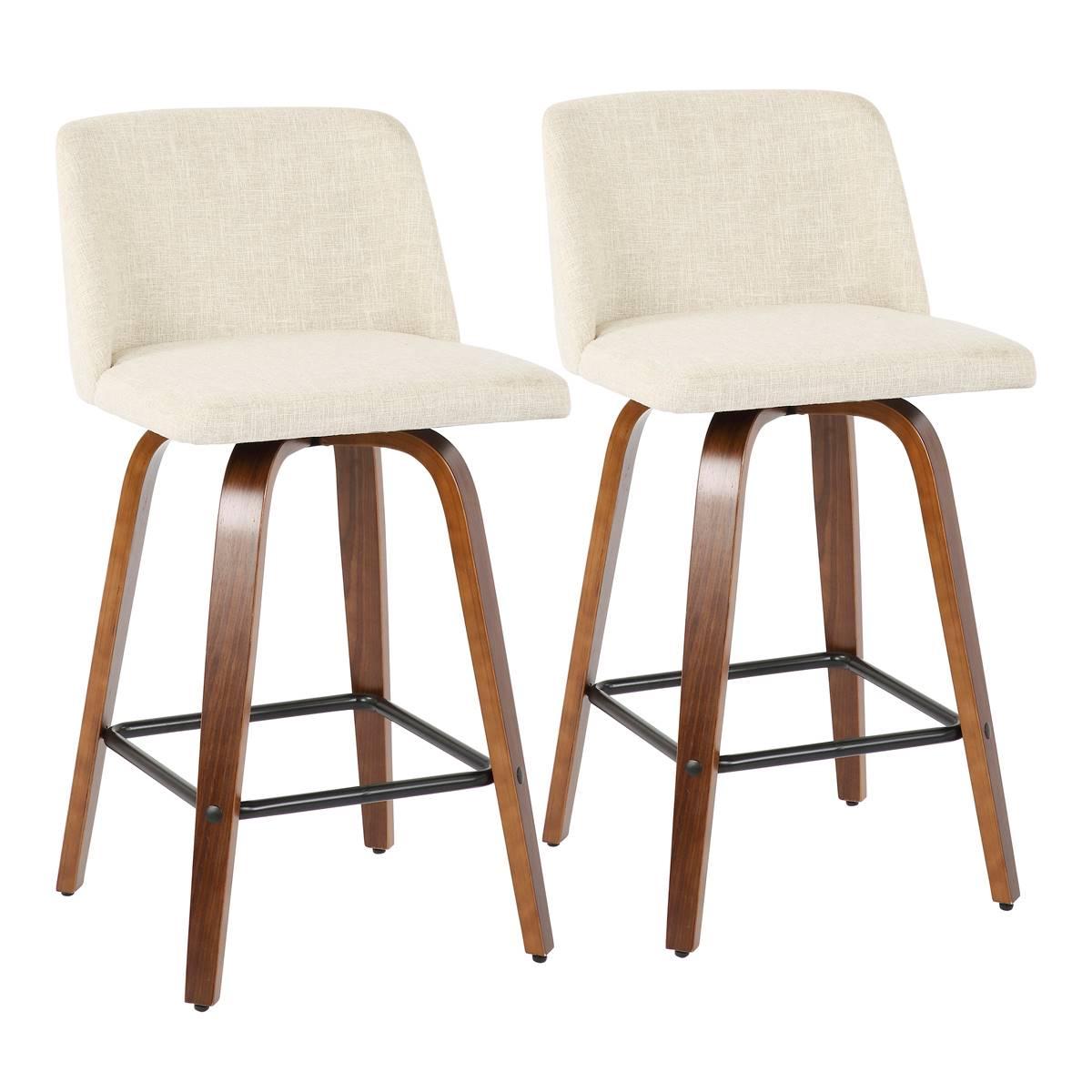 LumiSource Toriano Mid-Century Modern Counter Stools - Set of 2