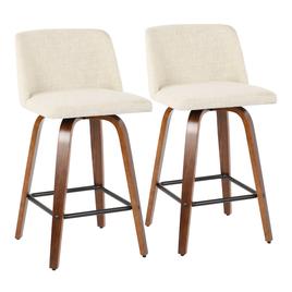 LumiSource Toriano Mid-Century Modern Counter Stools - Set of 2