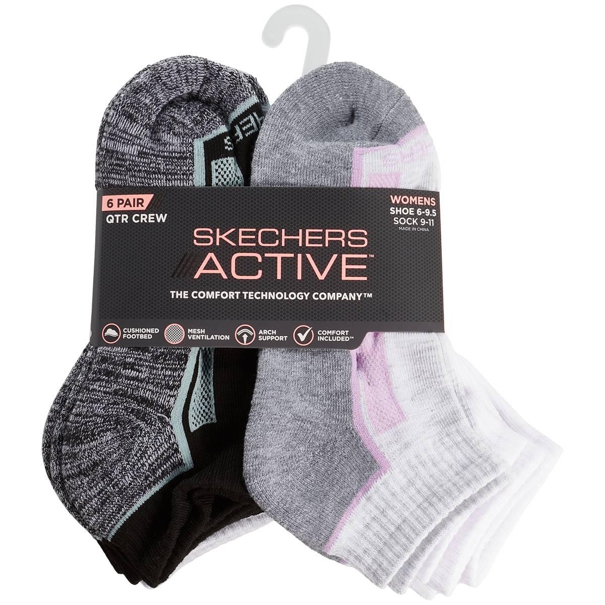 Womens Skechers 6Pk 1/2 Terry Quarter Crew