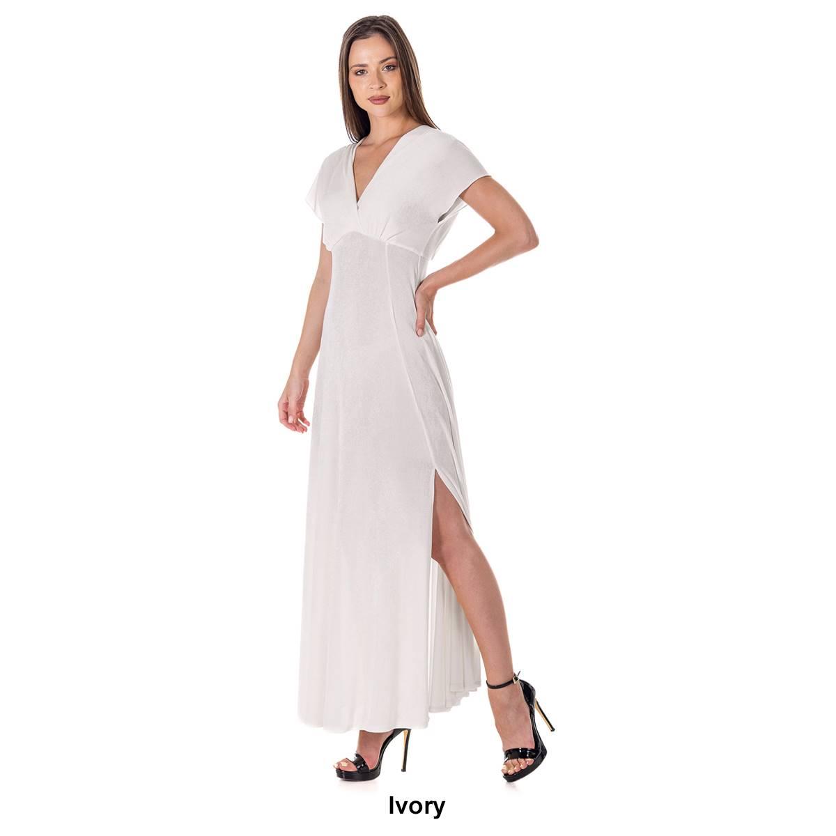 Womens 24/7 Comfort Apparel Side Slit Empire Waist Dress