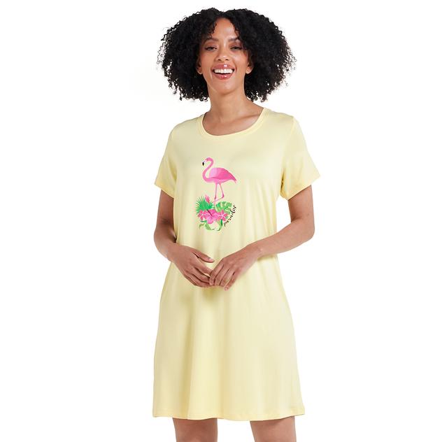 Plus Size René Rofé® Short Sleeve Paradise Flamingo Nightshirt
