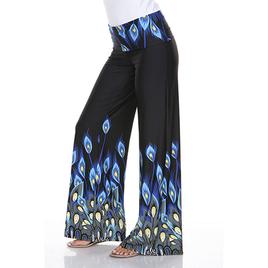 Womens White Mark Print Palazzo Pants - Peacock