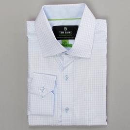 Mens Tom Baine Regular Fit Checkered Dress Shirt - Light Blue