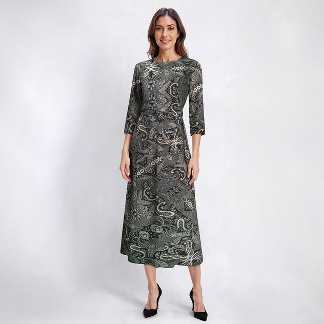 Womens Violet B Elbow Sleeve Side Tie Paisley Wrap Dress