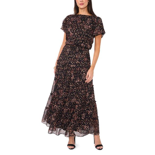Womens MSK Abstract Chiffon Maxi Dress