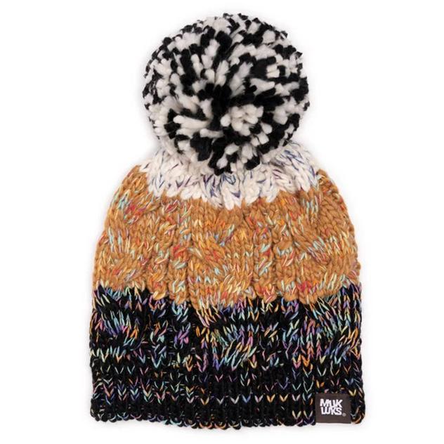 Womens MUK LUKS® Color Block Stripe Cable Knit Beanie