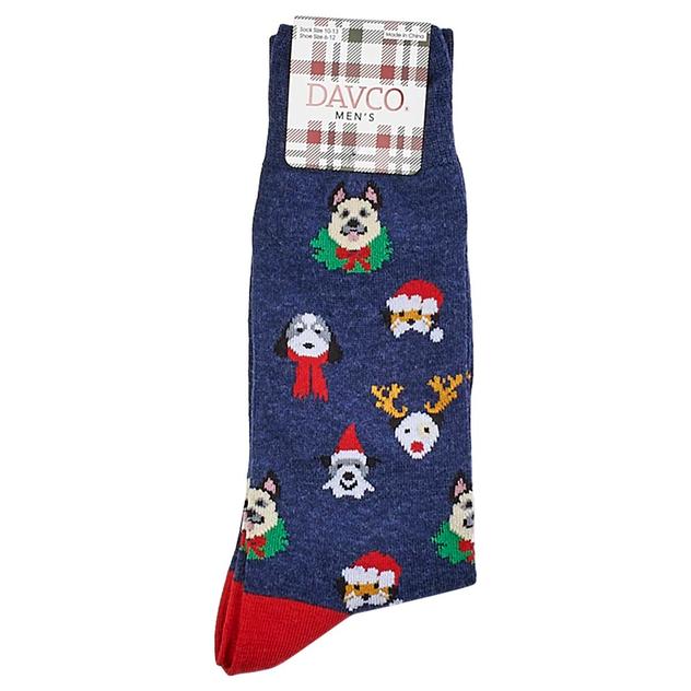 Mens Davco® Holiday Dogs Crew Socks