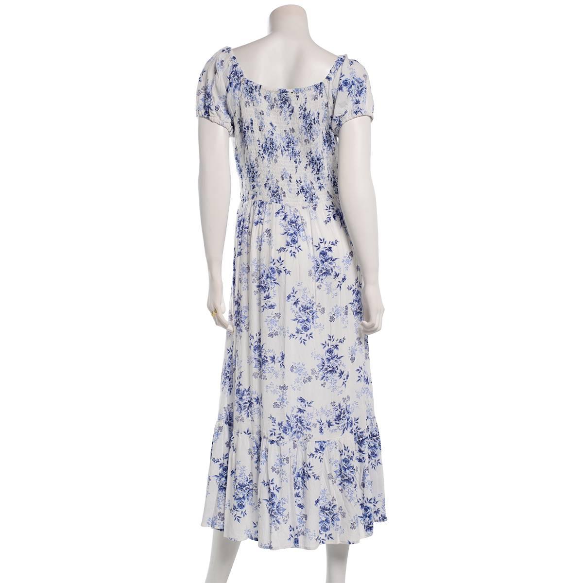 Juniors Angie Floral Puff Sleeve Gauze Peasant Maxi Dress