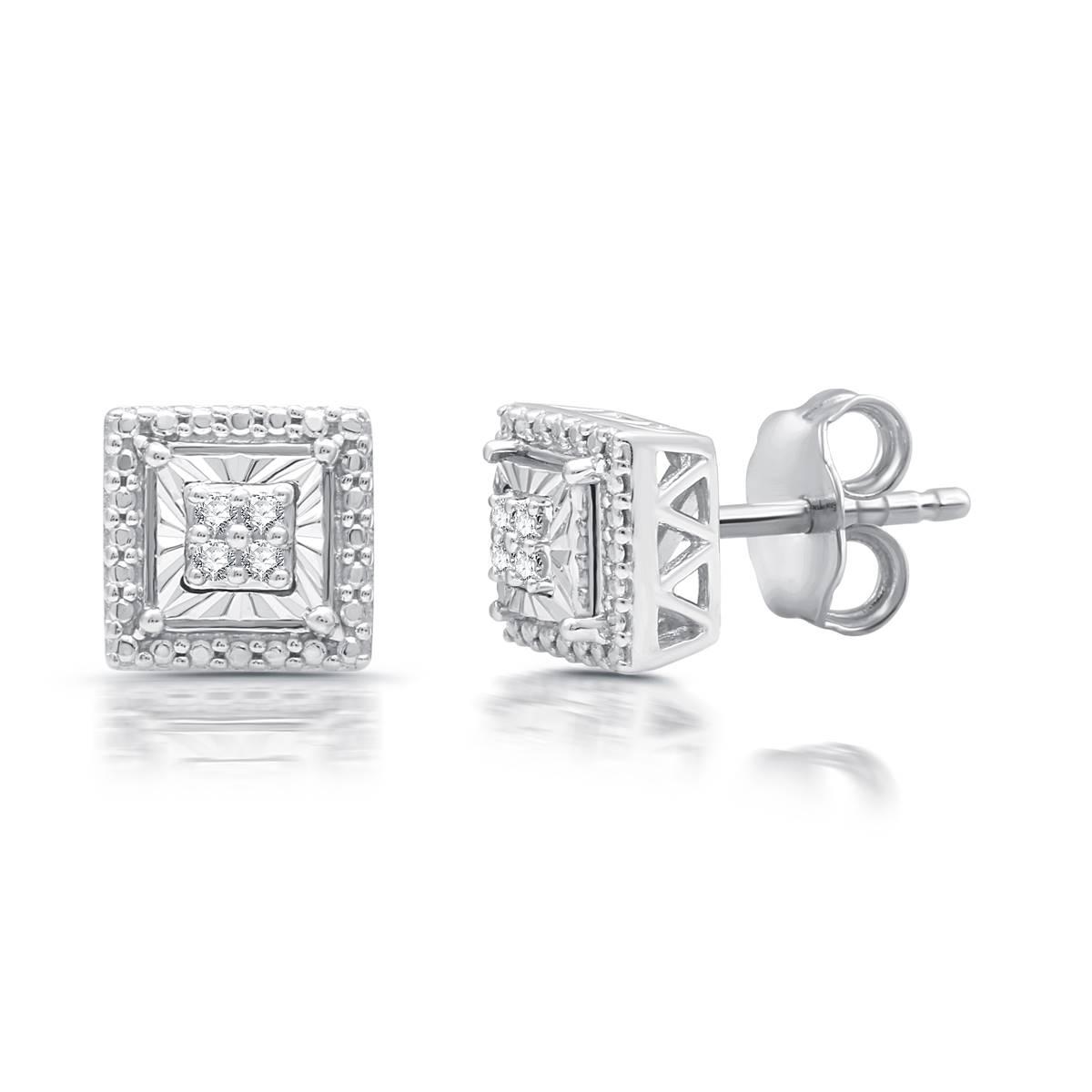 Marsala 0.05ctw. White Diamond Square Shape Post Earrings