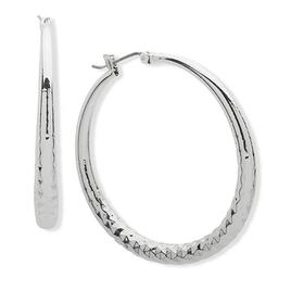 Nine West Ring It On Silver-Tone Textured Hoop Earrings