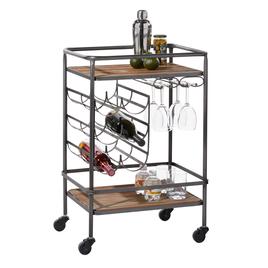 9th & Pike(R) Chinese Fir And Metal Industrial Bar Cart