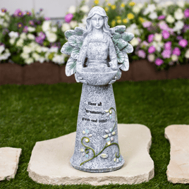 Northlight LED Solar Lighted Bless All Creatures Garden Birdbath