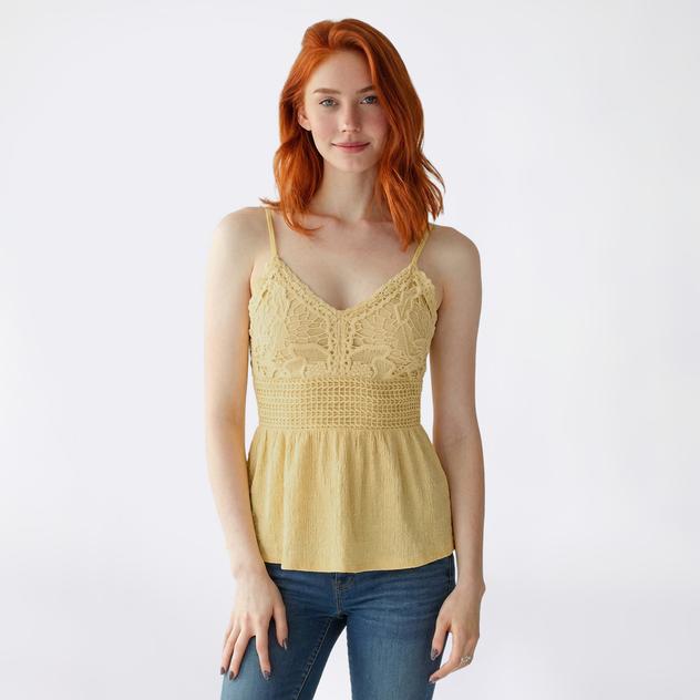 Juniors Derek Heart Daisy Lace Bodice Camisole with Bra Cups