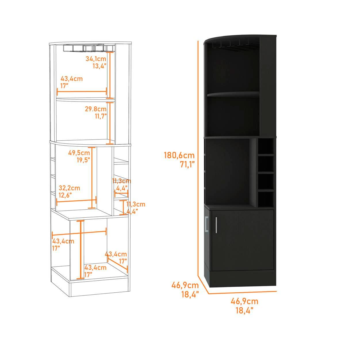 FM FURNITURE Kava Delhi Black Corner Bar Cabinet