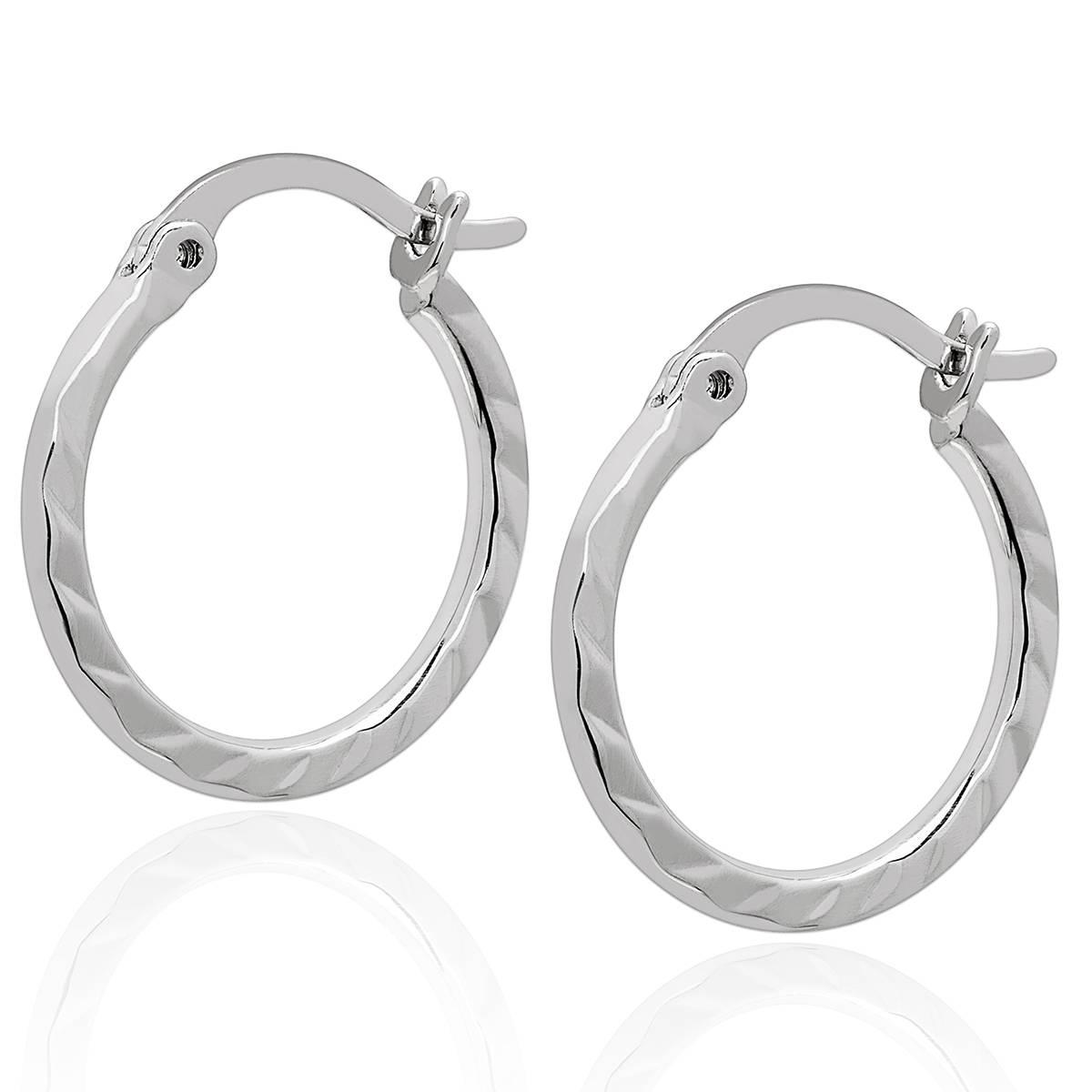 Gianni Argento 18mm Diamond-Cut Hoop Earrings