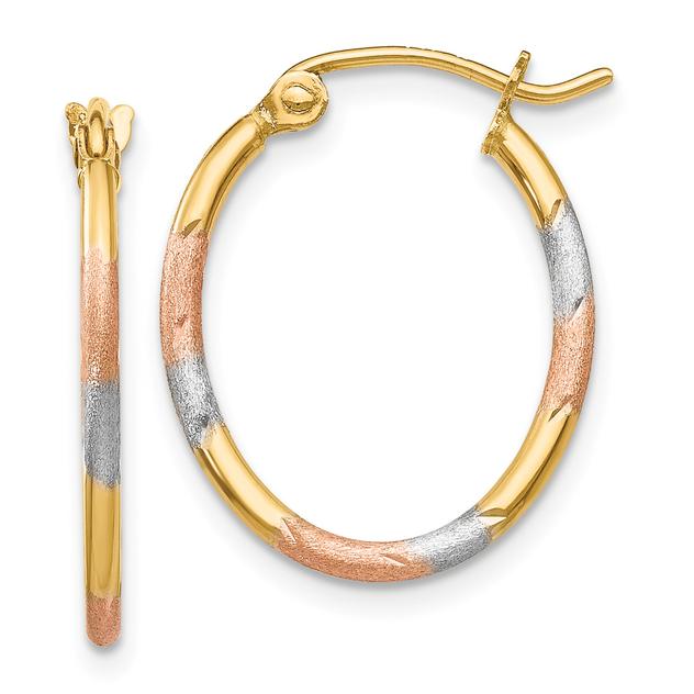 Gold Classics™ White & Rose Diamond Hoop Earrings