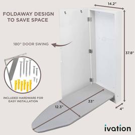 Ivation Wall Mounted Left Side Door Ironing Board w/ Mirror