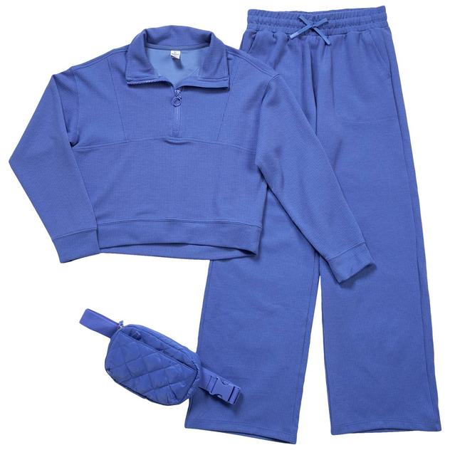 Girls (7-14) 90 Degree® by Reflex 3pc. 1/4 Zip & Wide Leg Pants