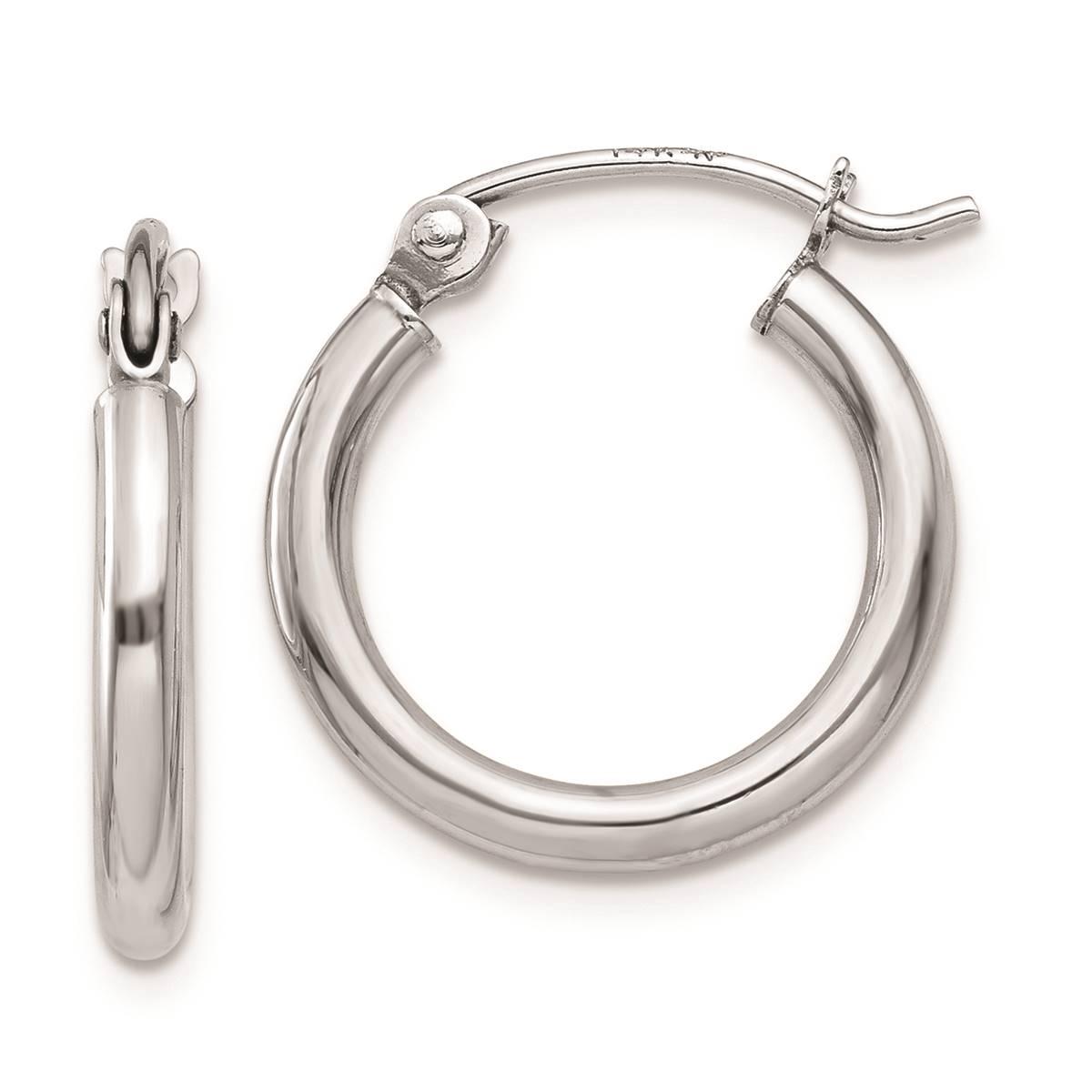 Gold Classics(tm) 10kt. White Gold Polished 11mm Tube Hoop Earrings