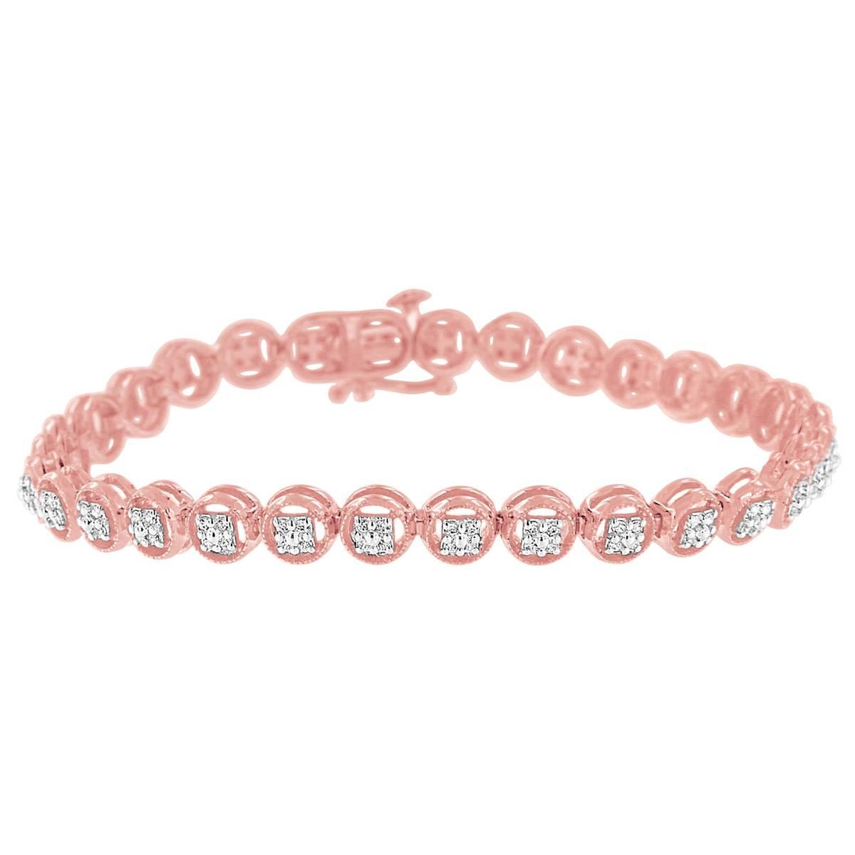Haus of Brilliance 14kt. Rose Gold Plated Diamond Tennis Bracelet