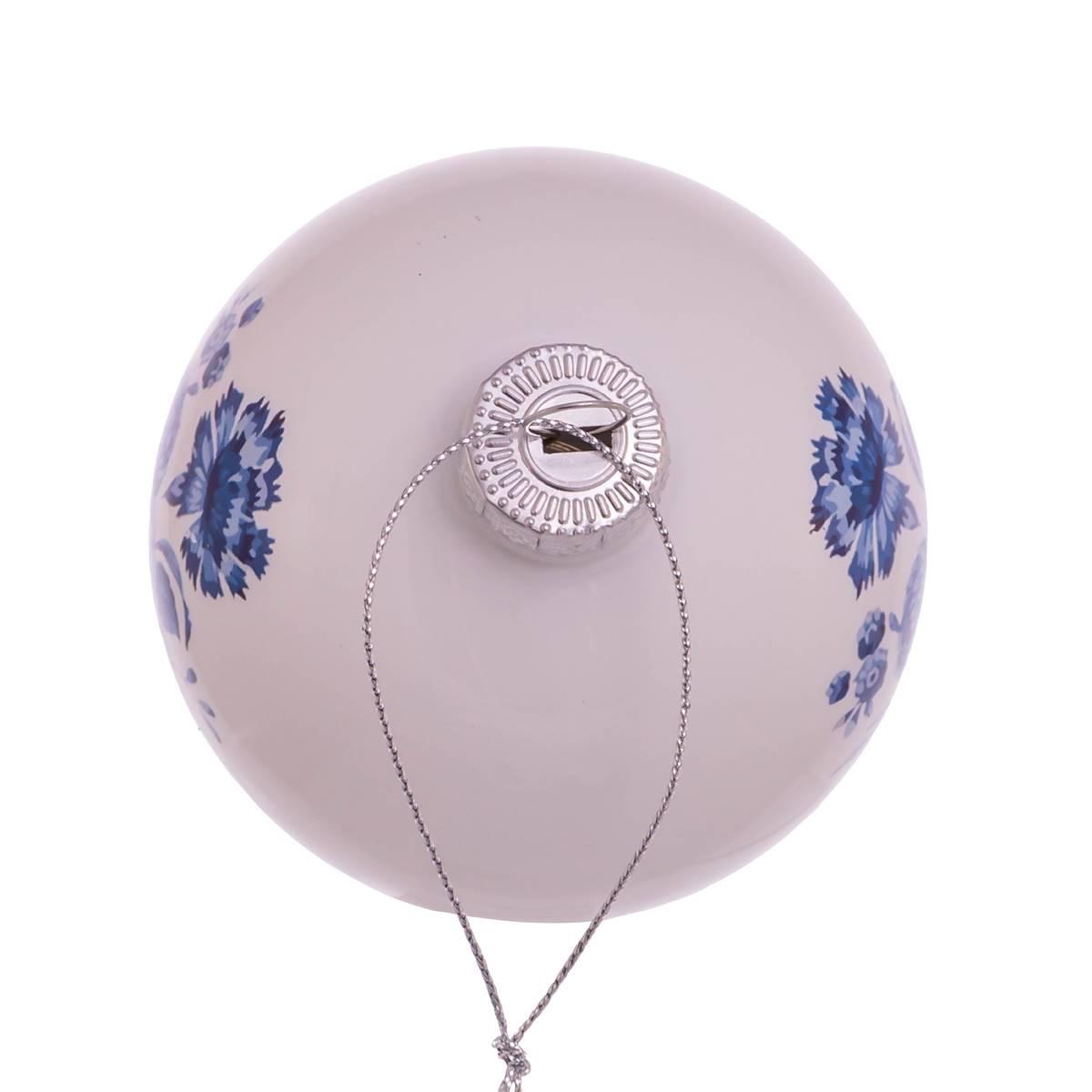 Kurt S. Adler 80MM Delft Blue Glass Ball Ornaments - Set of 6