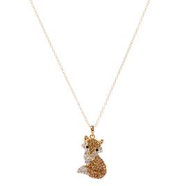 Yellow Gold Plated Multi Color Crystal Fox Pendant