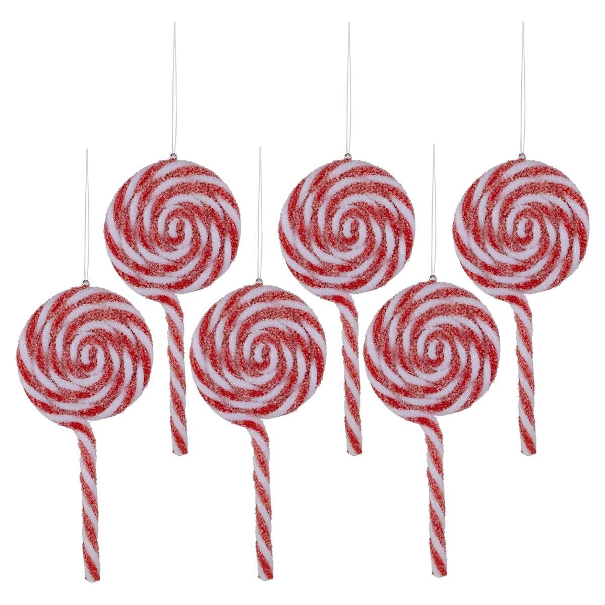Northlight Seasonal 6ct. Red & White Frosted Lollipop Ornaments