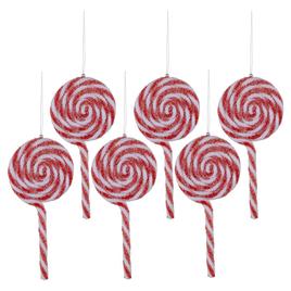 Northlight Seasonal 6ct. Red & White Frosted Lollipop Ornaments