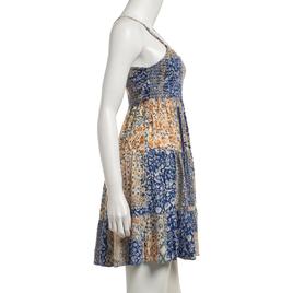Juniors Angie Smock Bodice Patchwork Print Skater Dress