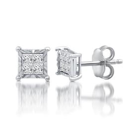 Diamond Classics(tm) Sterling Silver 1/4ctw. Quad Earrings