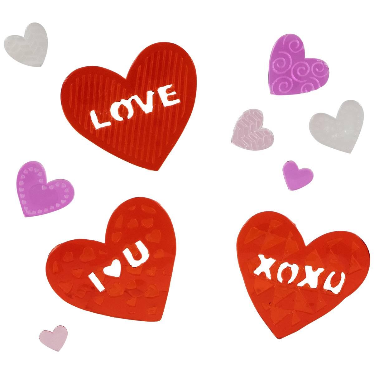 Northlight Seasonal Valentine''s Day Gel Window Clings - Set of 5