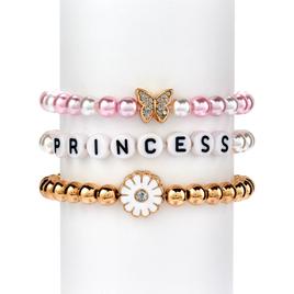Kids Lil'' Ashley Set of 3 Pink/White Bead Bracelets w/ Accents