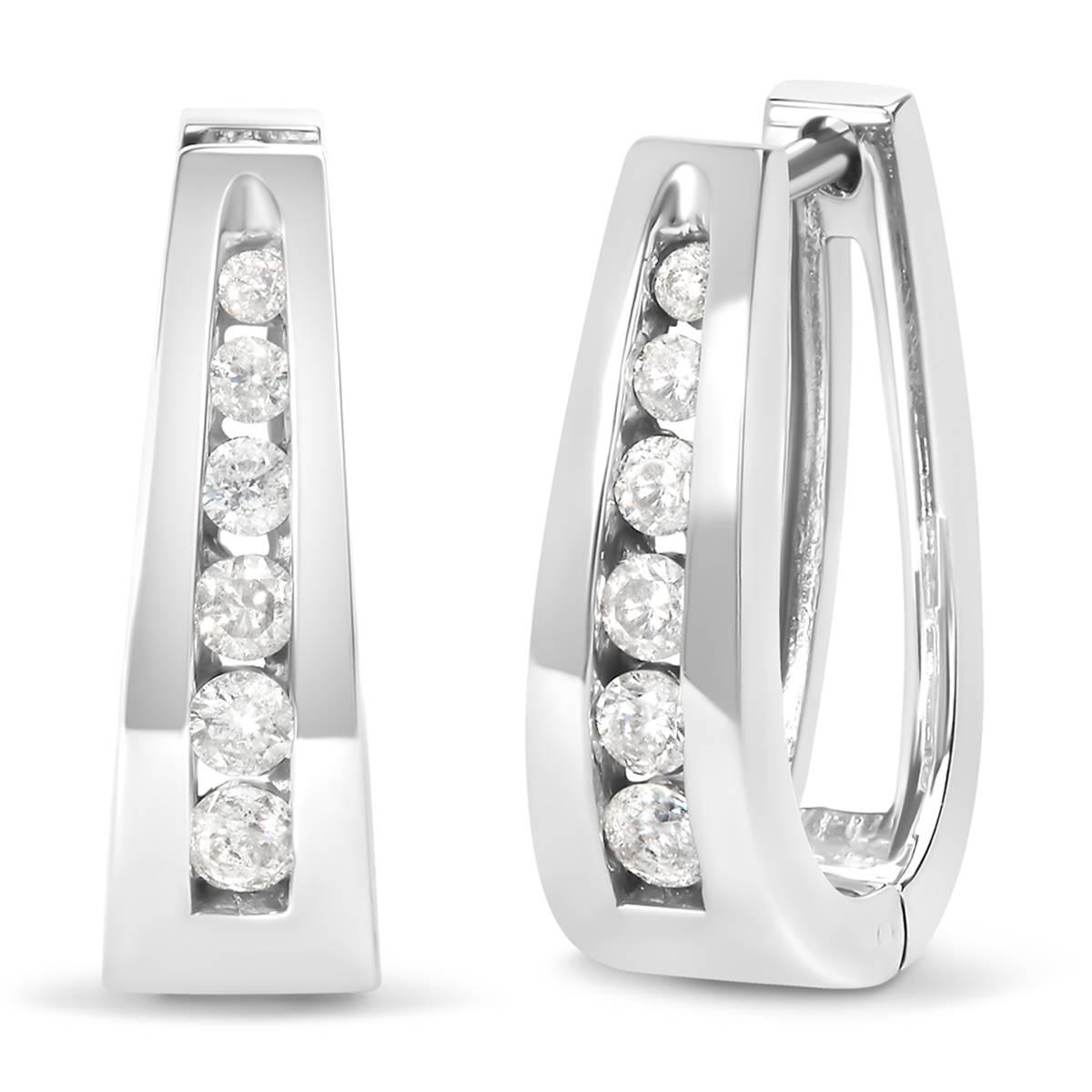 Haus of Brilliance 14kt. White Gold 1/4ctw. Diamond Hoop Earrings