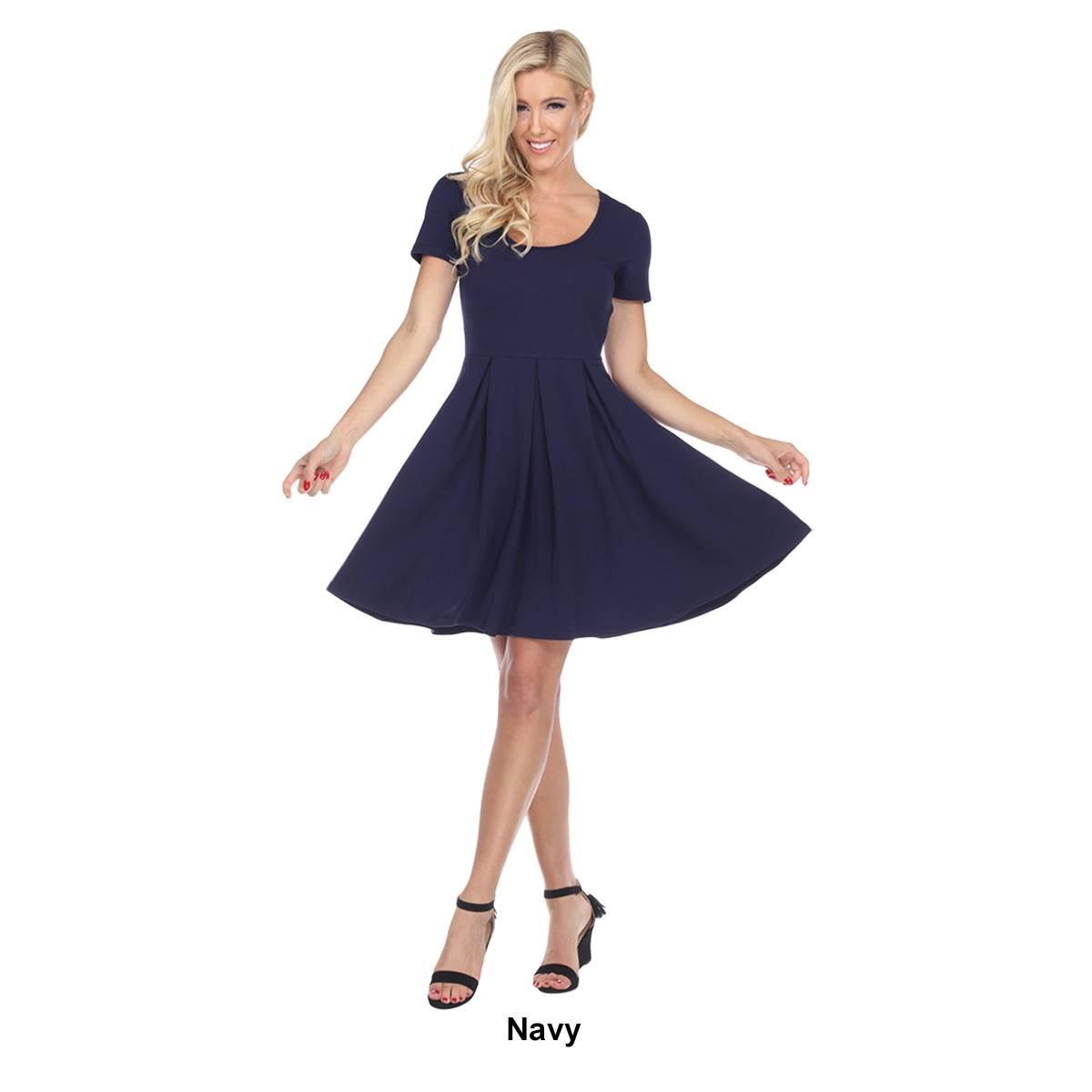 Womens White Mark Meghan Solid Fit & Flare Dress